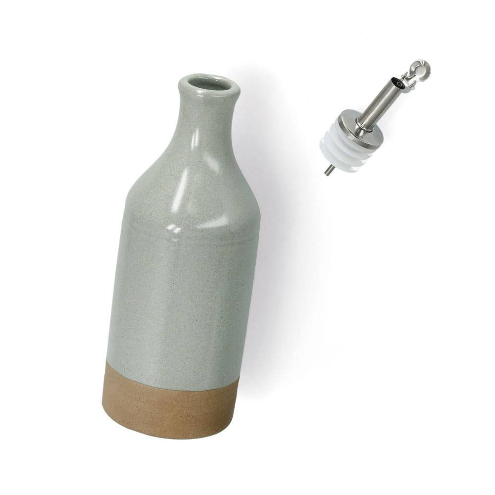 Vinegar/oil bottle, 420 ml, stoneware/stainless steel