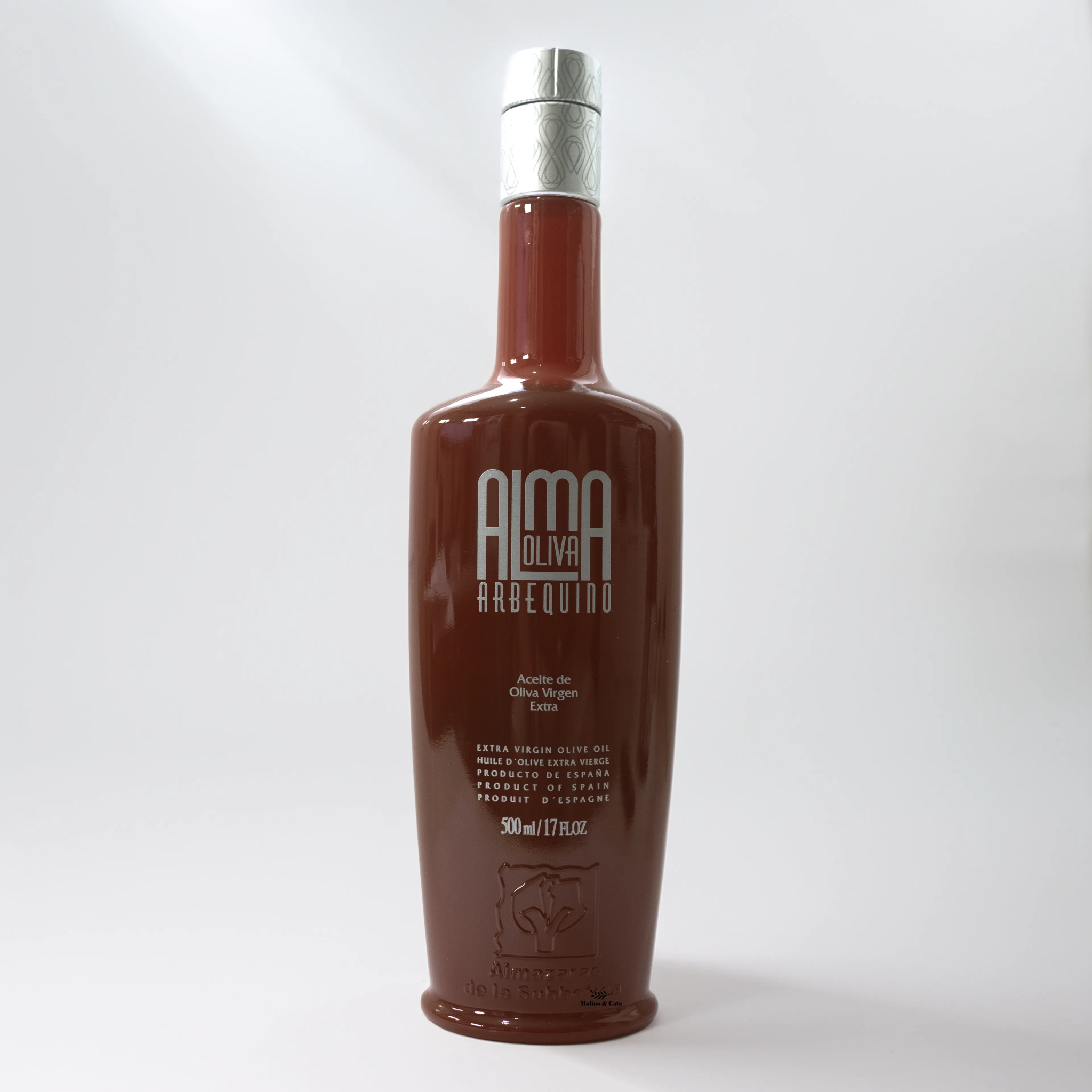 Botella de aceite de oliva virgen extra Almaoliva Arbequino 500ml de Molino y Cata