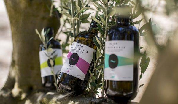 Imagen de las tres botellas de Pago de Peñarrubia. Aceite de Oliva Virgen Extra ecológico variedad Picual, Arbequina y Coupage vendido por Molino y Cata