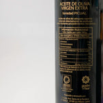 Detalle de la etiqueta de la botella de Aceite de Oliva Virgen Extra Jabalcuz Gran Selección 500ml