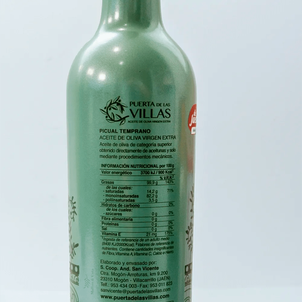 Pierta de las villas picual temprano detalle etiqueta