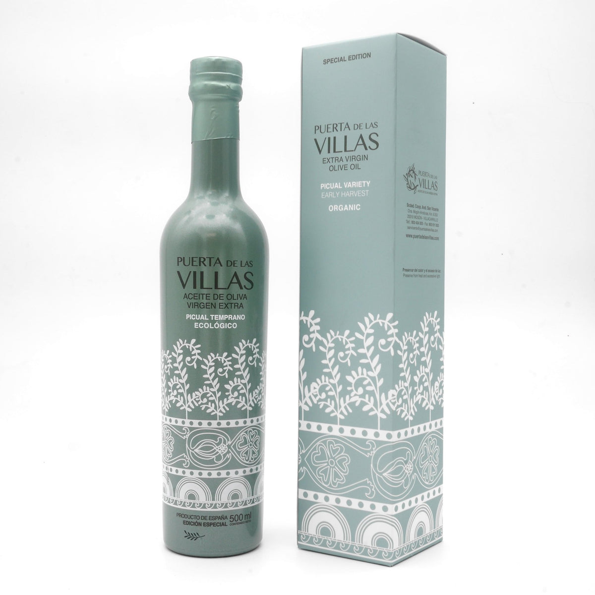 Puerta de las Villas Aceite de Oliva Virgen Extra Picual Temprano Ecológico 500ml en Molino y Cata