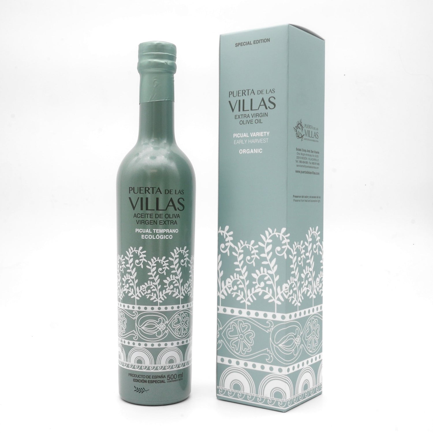 Puerta de las Villas Aceite de Oliva Virgen Extra Picual Temprano Ecológico 500ml en Molino y Cata