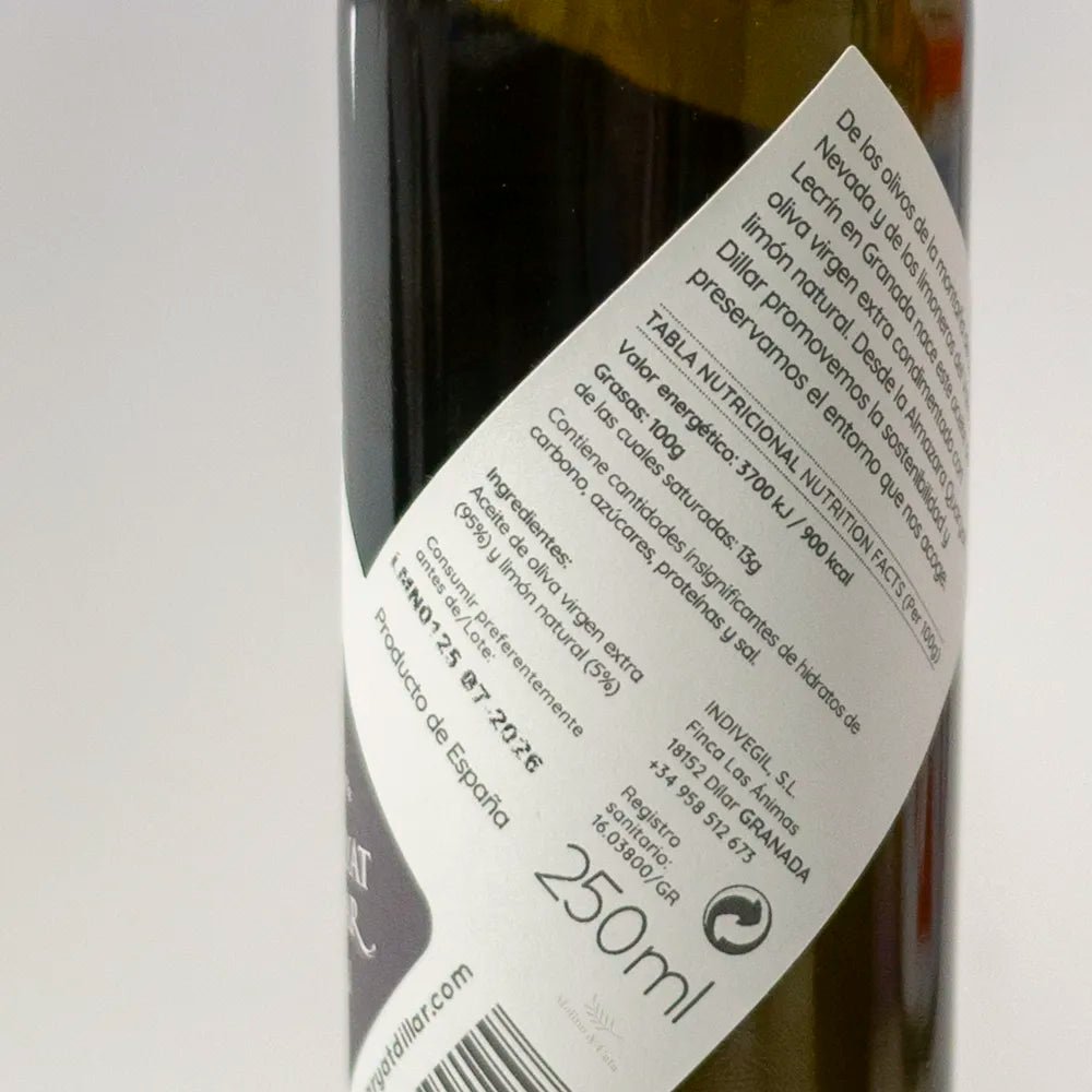 Quaryat Olive Oil & Lemon etiequeta trasera closeup