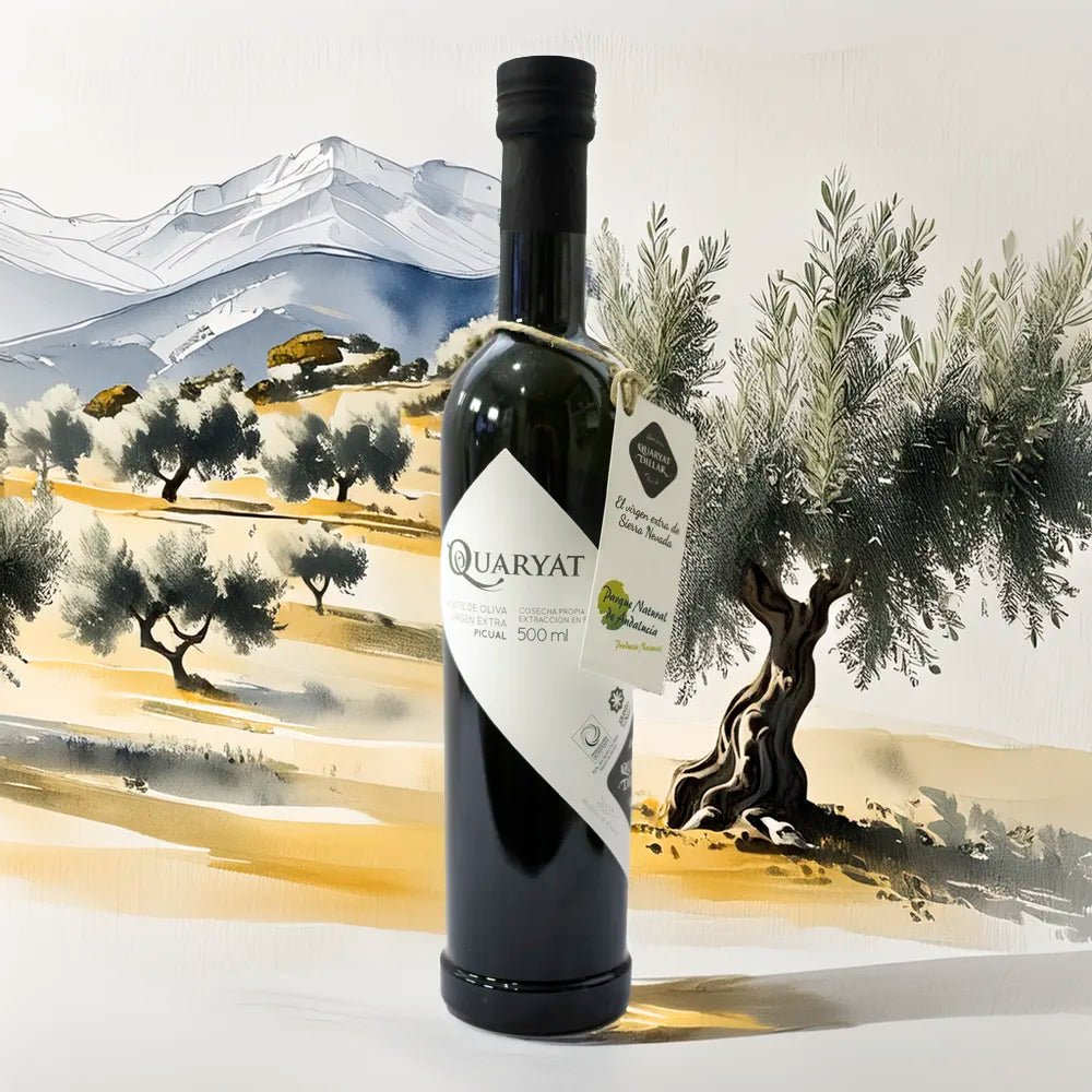 Quaryat Picual fondo sierra nevada acuarela