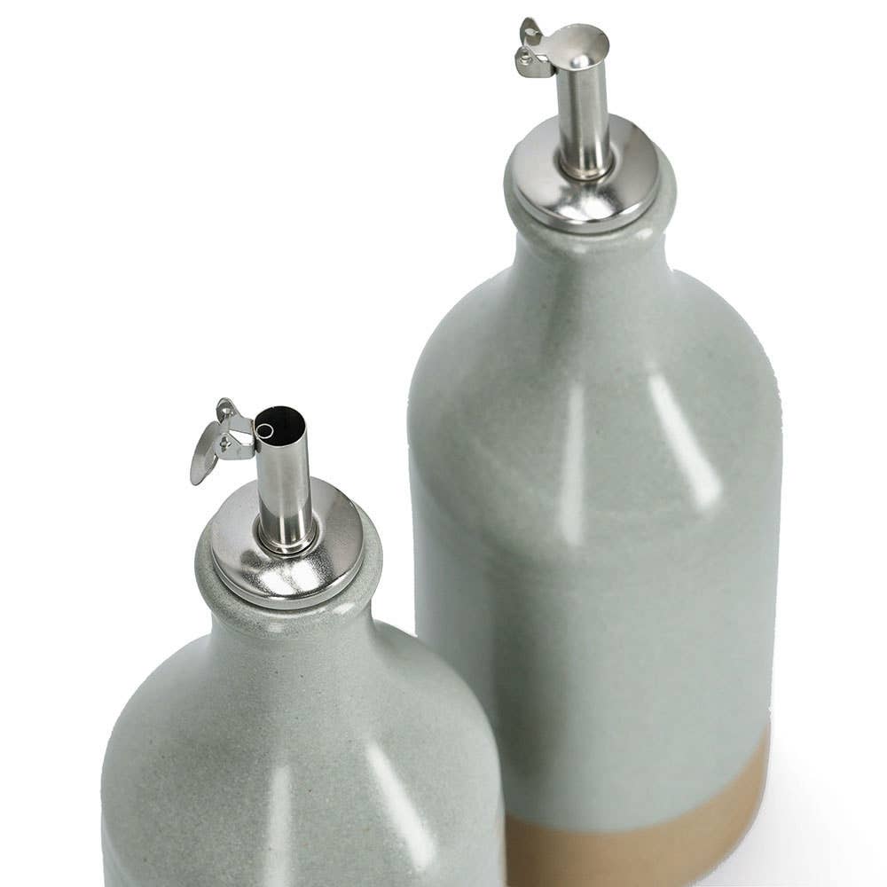 Vinegar/oil bottle, 420 ml, stoneware/stainless steel