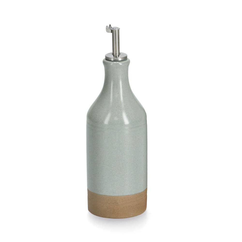 Vinegar/oil bottle, 420 ml, stoneware/stainless steel